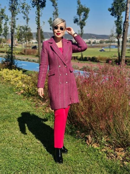 CHANEL Balıksırtı Desen 90CM Yarım Kaban_5014KN