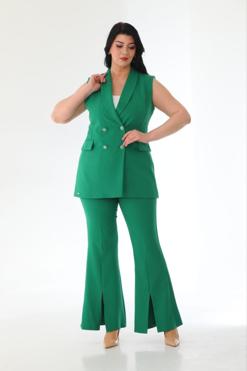 Double Şal Yaka Asprin Düğme Kadın Yelek