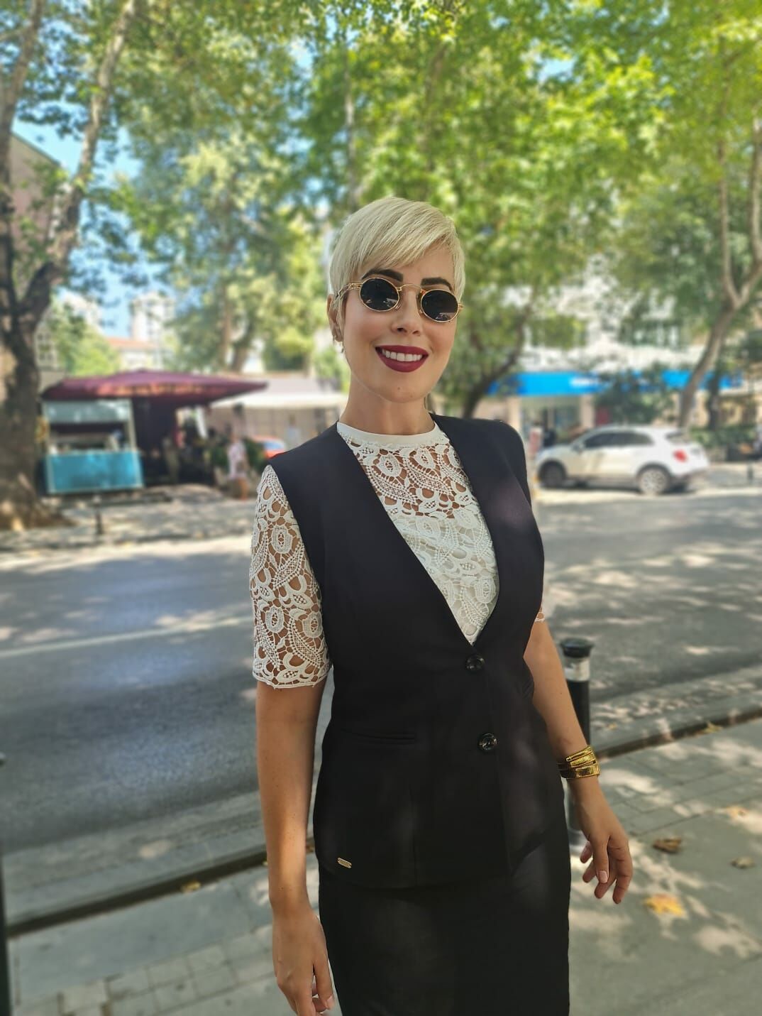 Double 2 Düğmeli Yakasız Kadın Yelek